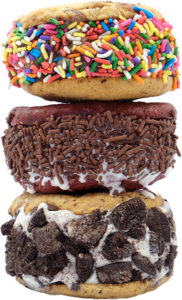 midnight cookie & cream delicious 3 stack of ice cream cookies