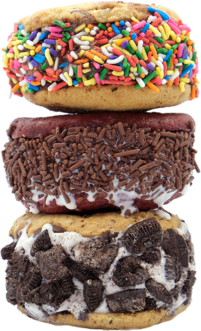midnight cookie & cream delicious 3 stack of ice cream cookies
